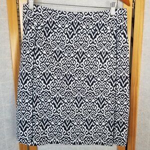 Margaret M Stitch Fix Pencil Skirt Size XL Black and White Ikat Print Pull On